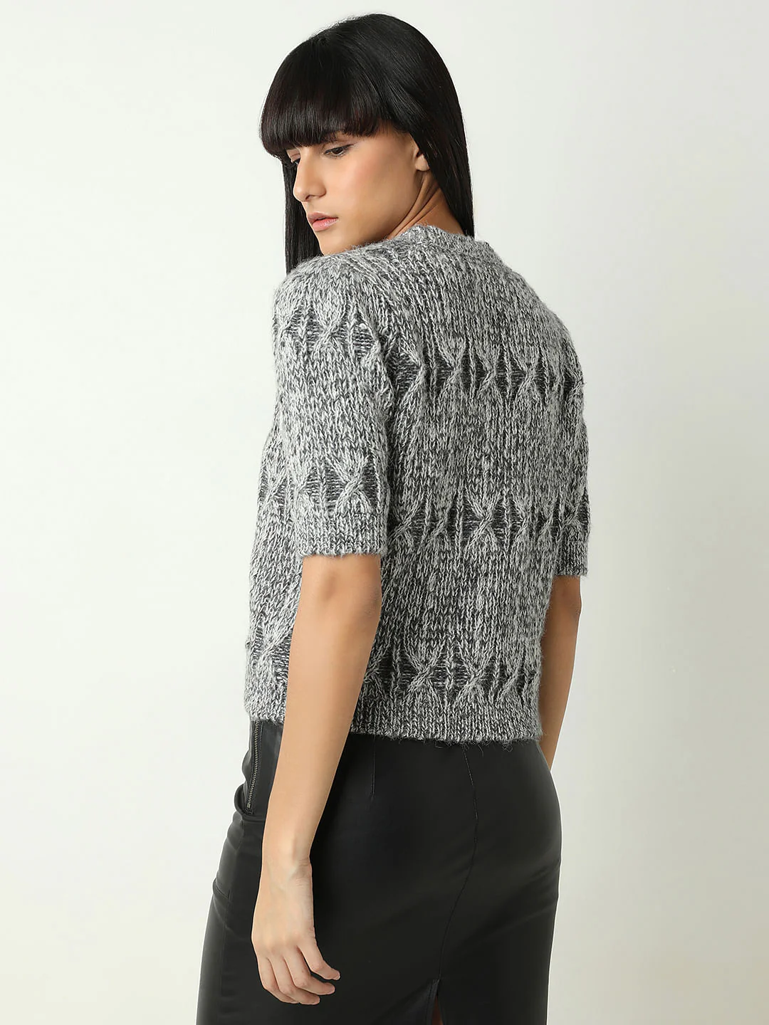 Grey Jacquard Knit Pullover - Image 4