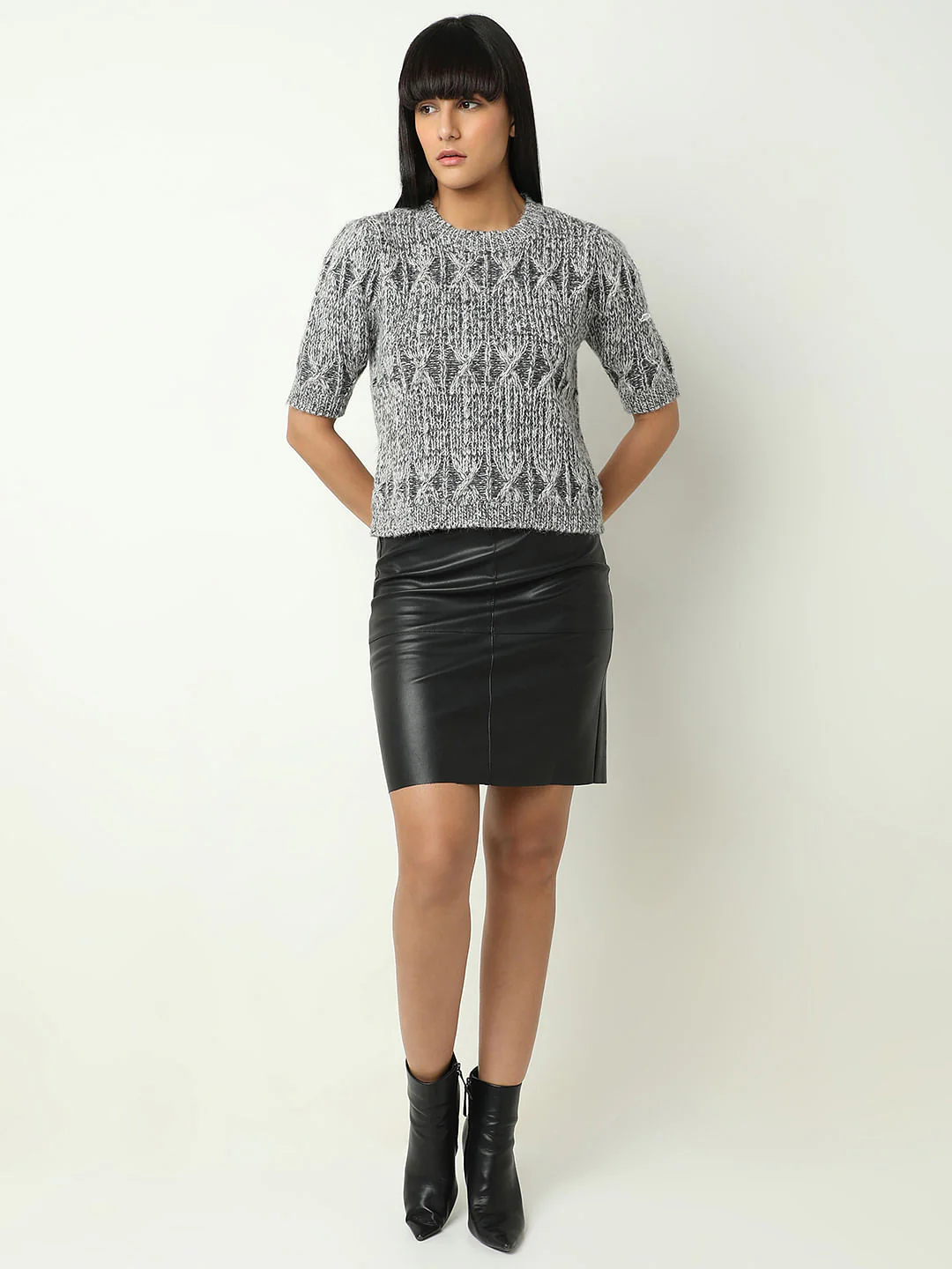 Grey Jacquard Knit Pullover - Image 5