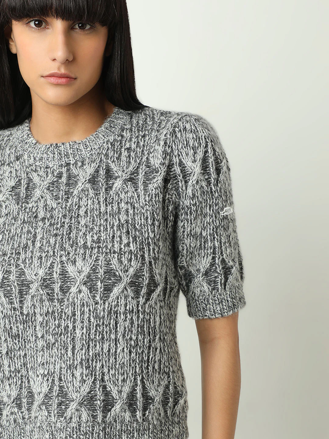 Grey Jacquard Knit Pullover - Image 6