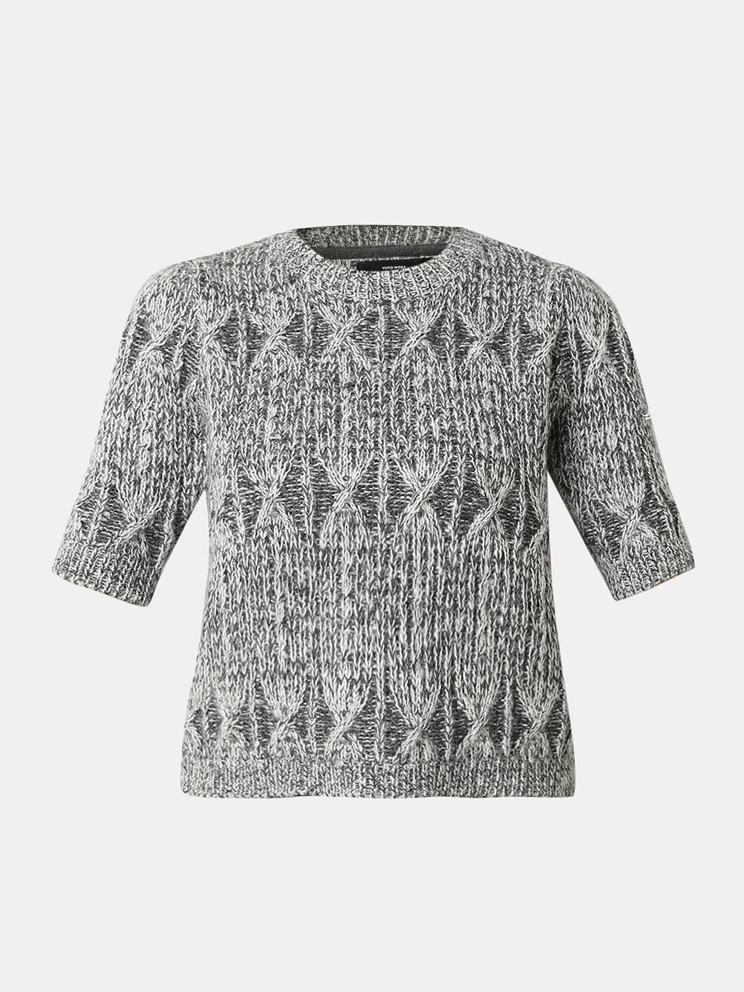 Grey Jacquard Knit Pullover - Image 7