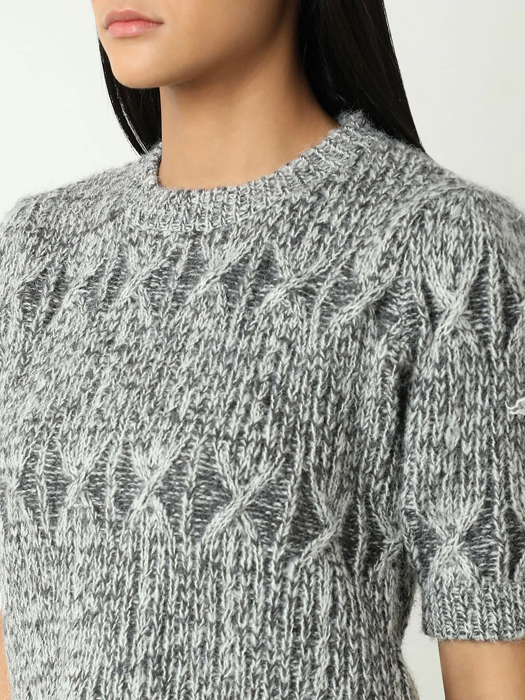 Grey Jacquard Knit Pullover - Image 8