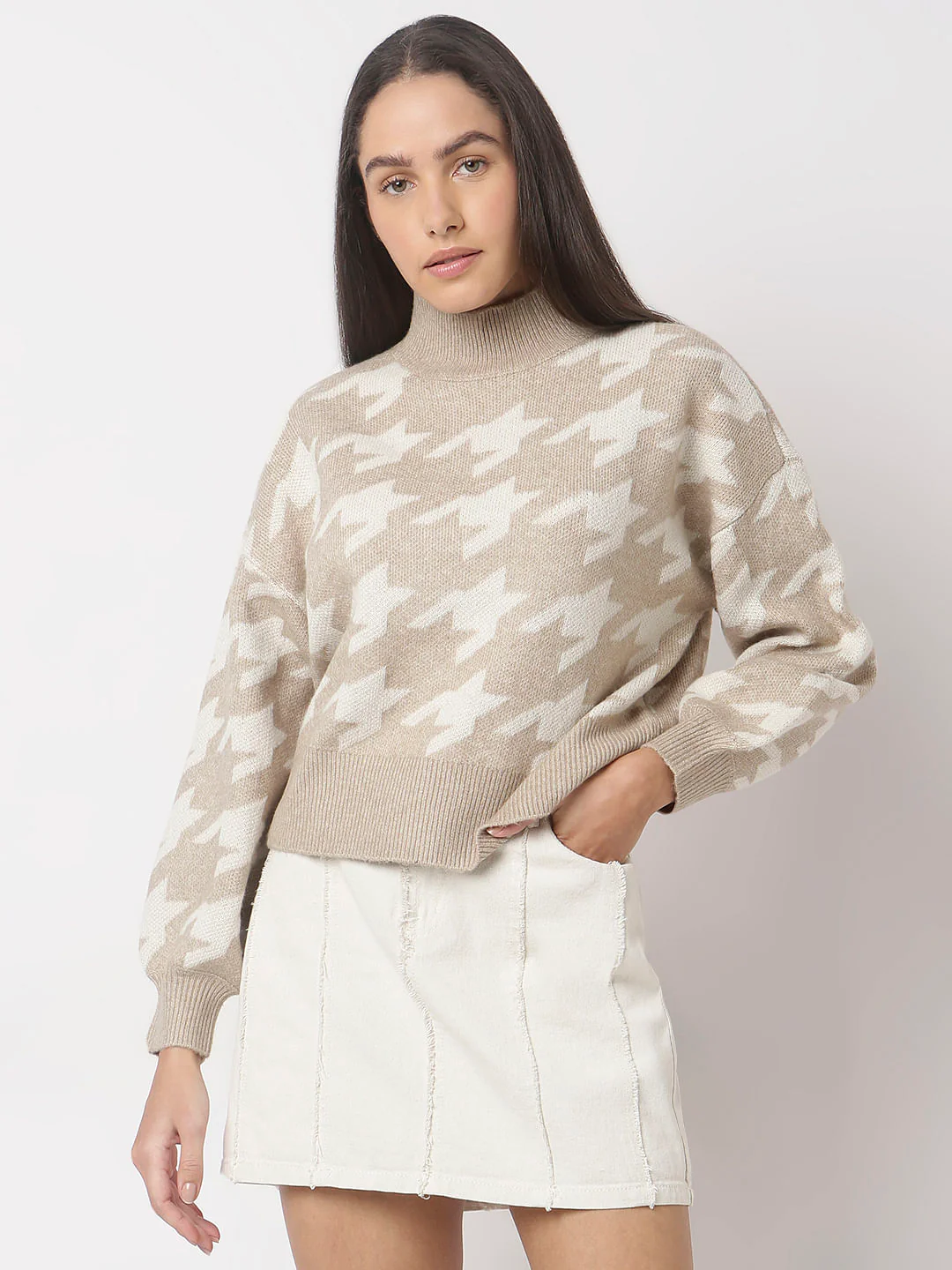 Beige Printed Pullover - Image 2