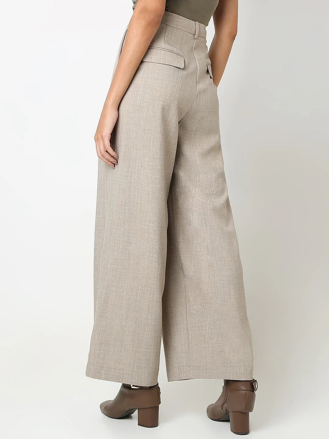 Taupe Grey Box Pleat Co-Ord Set Pants - Image 4