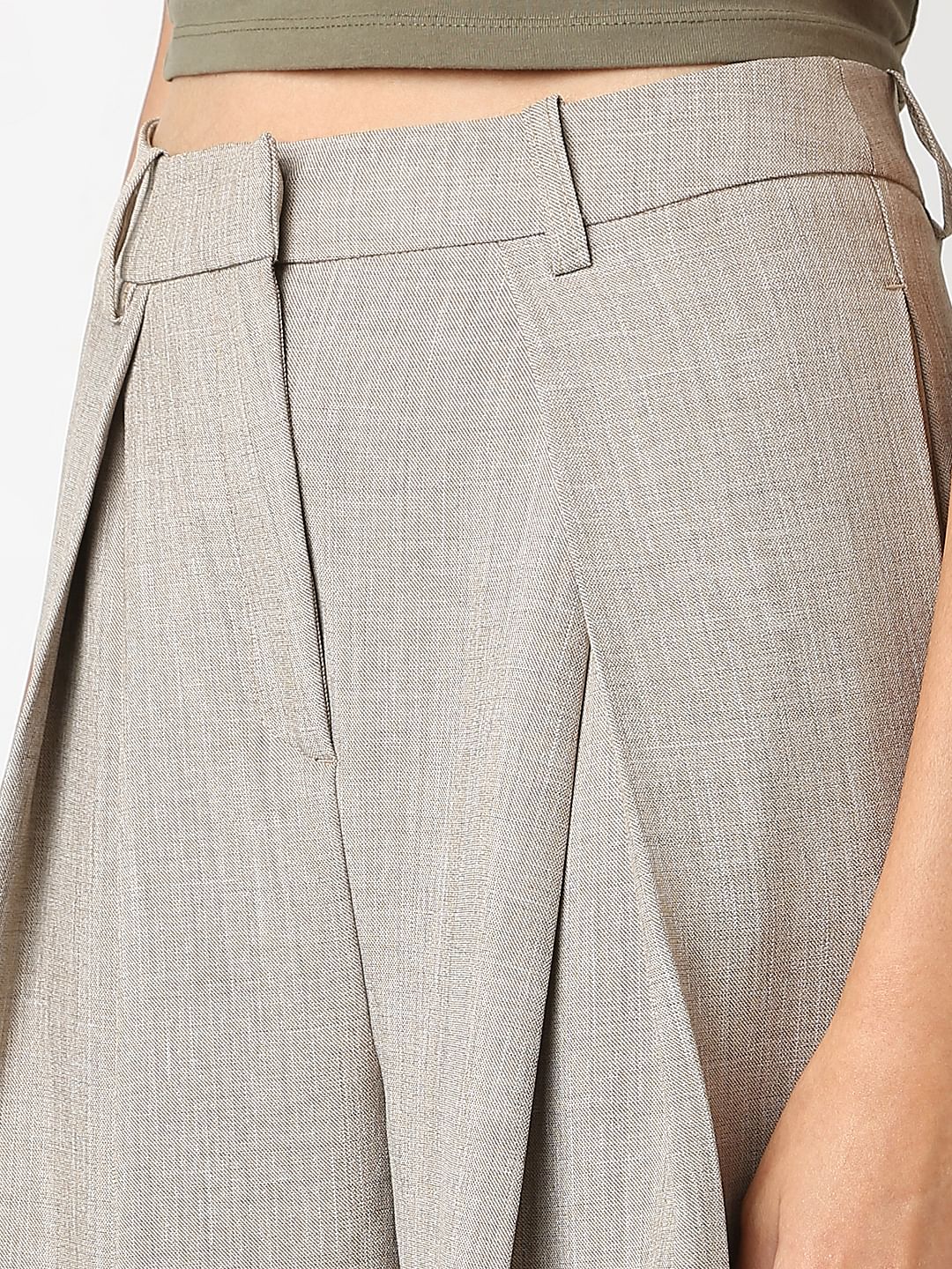 Taupe Grey Box Pleat Co-Ord Set Pants - Image 8