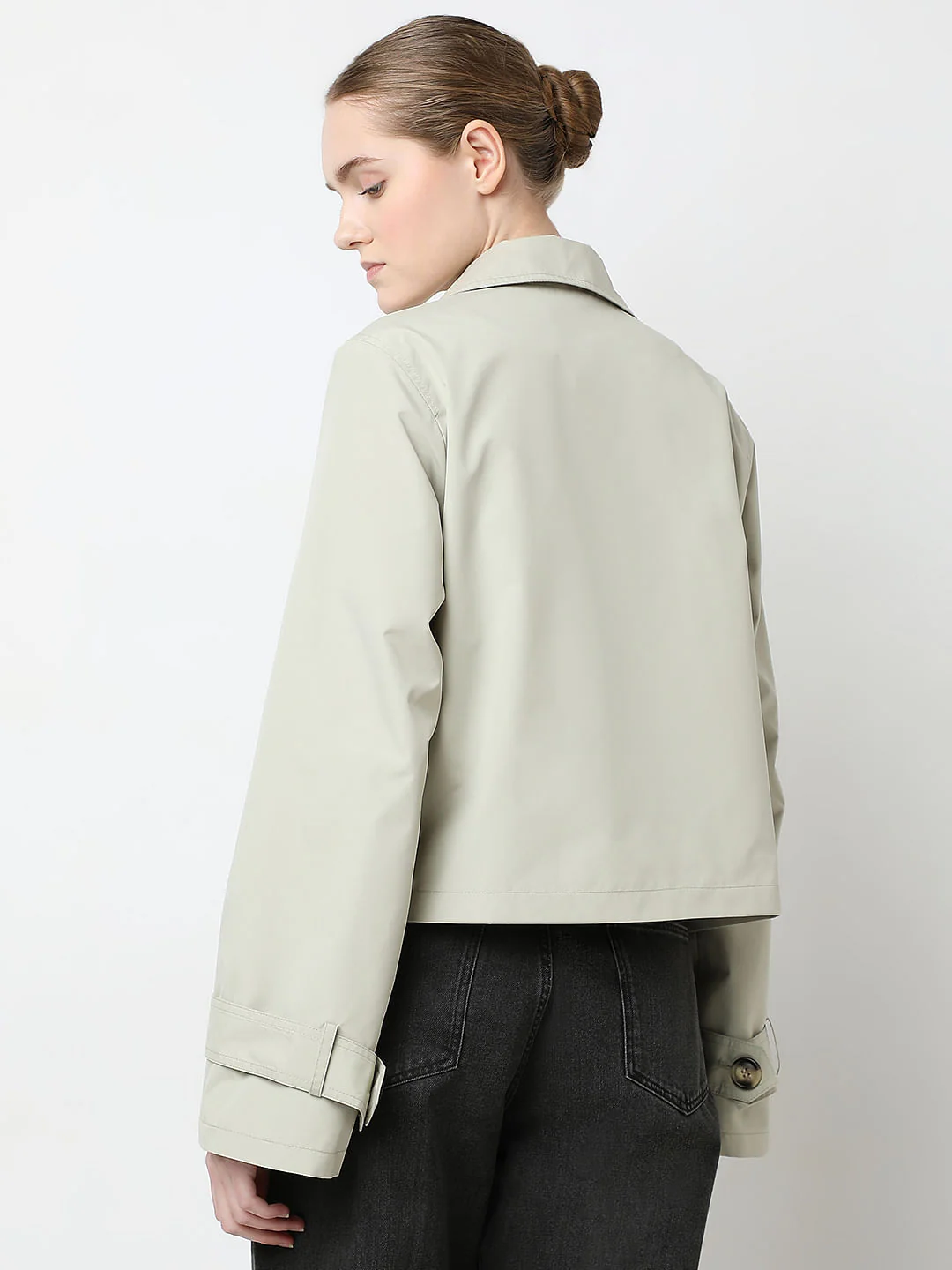 Beige Short Trench Coat - Image 4