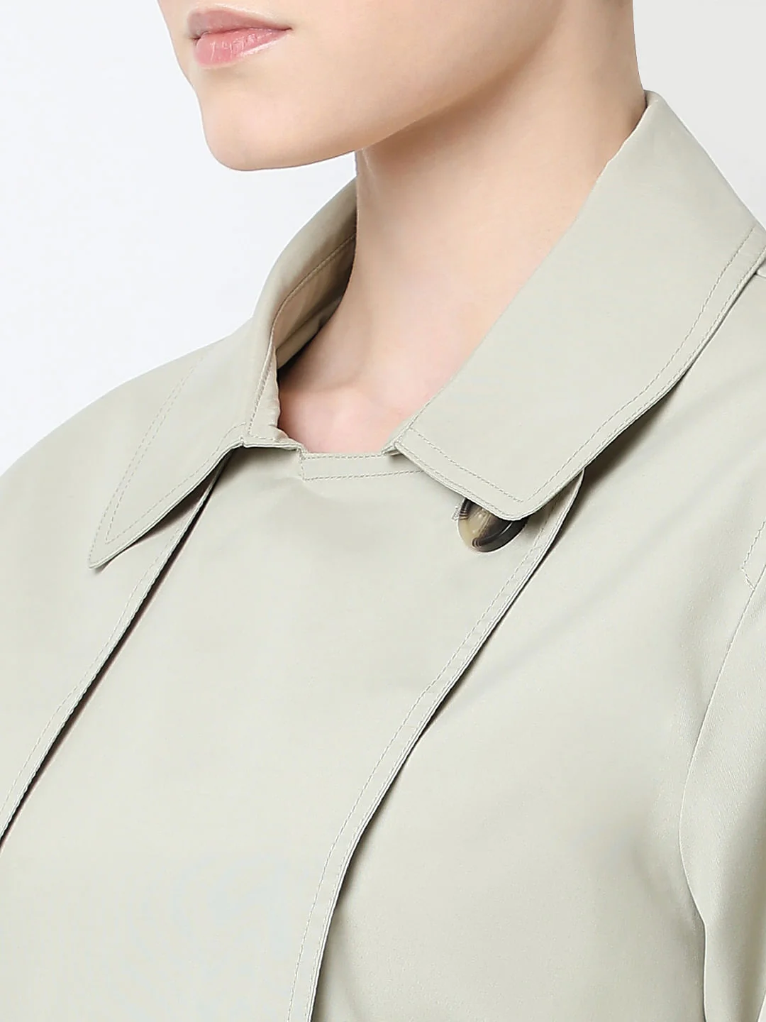 Beige Short Trench Coat - Image 8