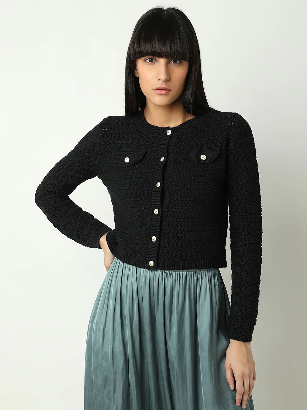 Black Buttoned Cardigan - Image 2