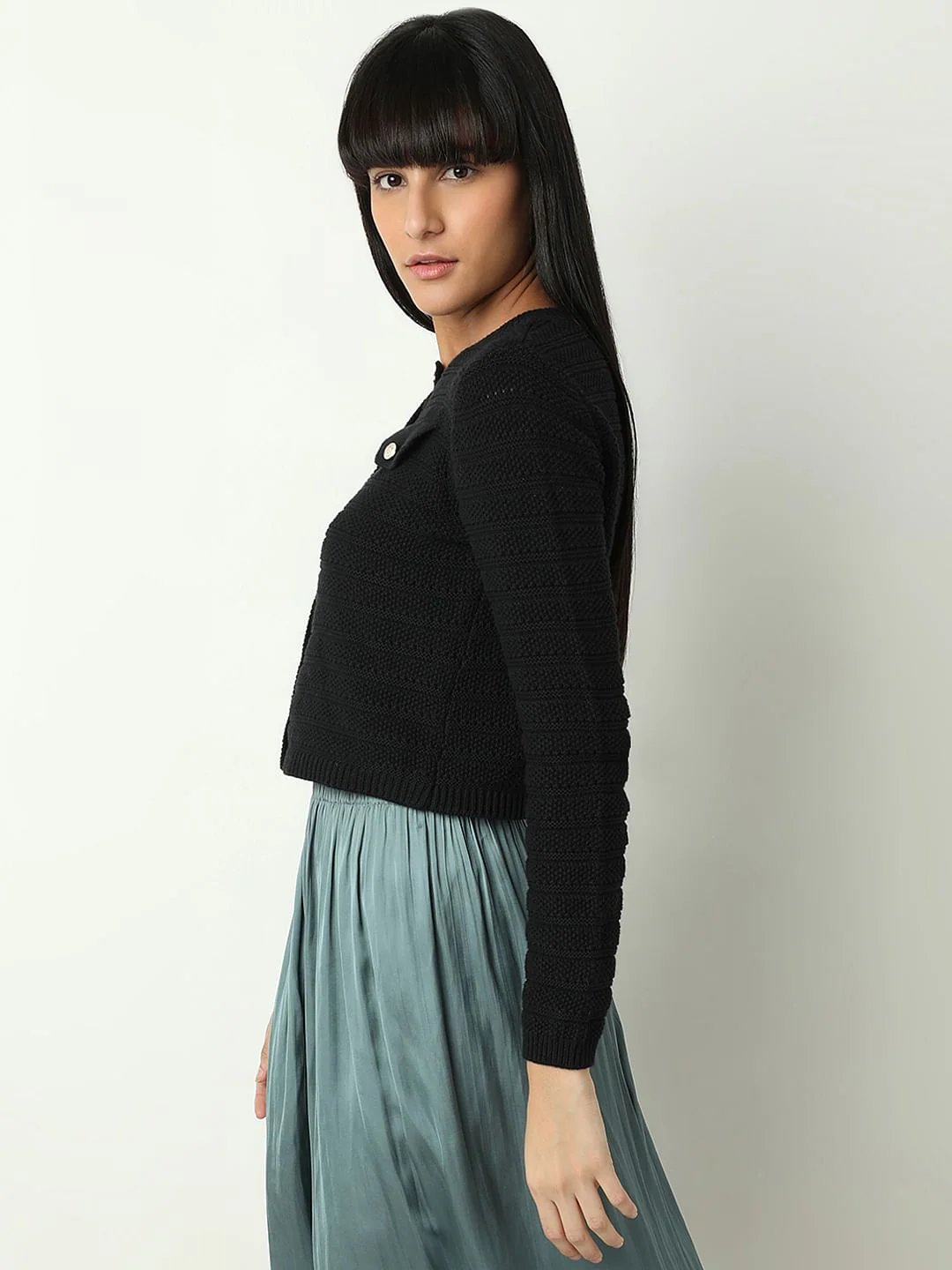 Black Buttoned Cardigan - Image 3