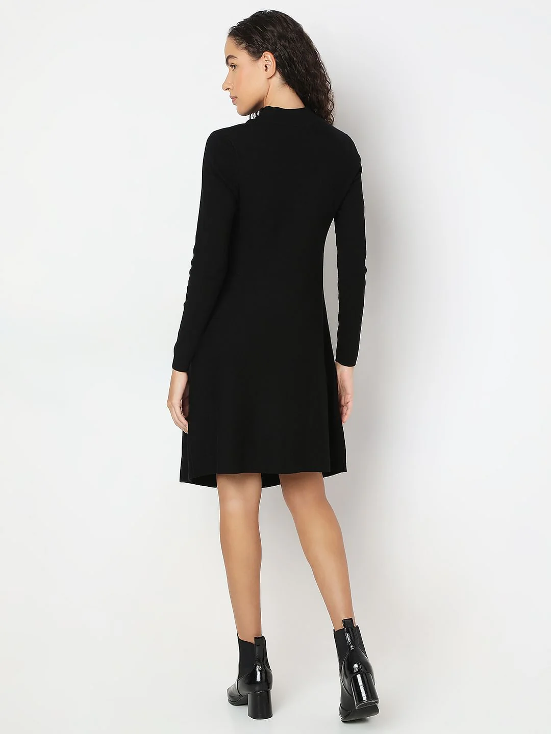 Black Zip-Neck Dress - Image 4