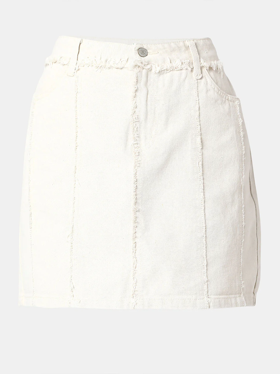 White Denim Mini Skirt - Image 7