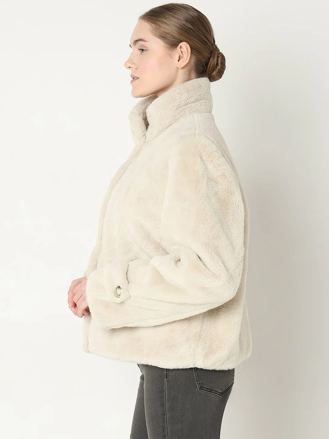 Beige Faux Fur Jacket - Image 3