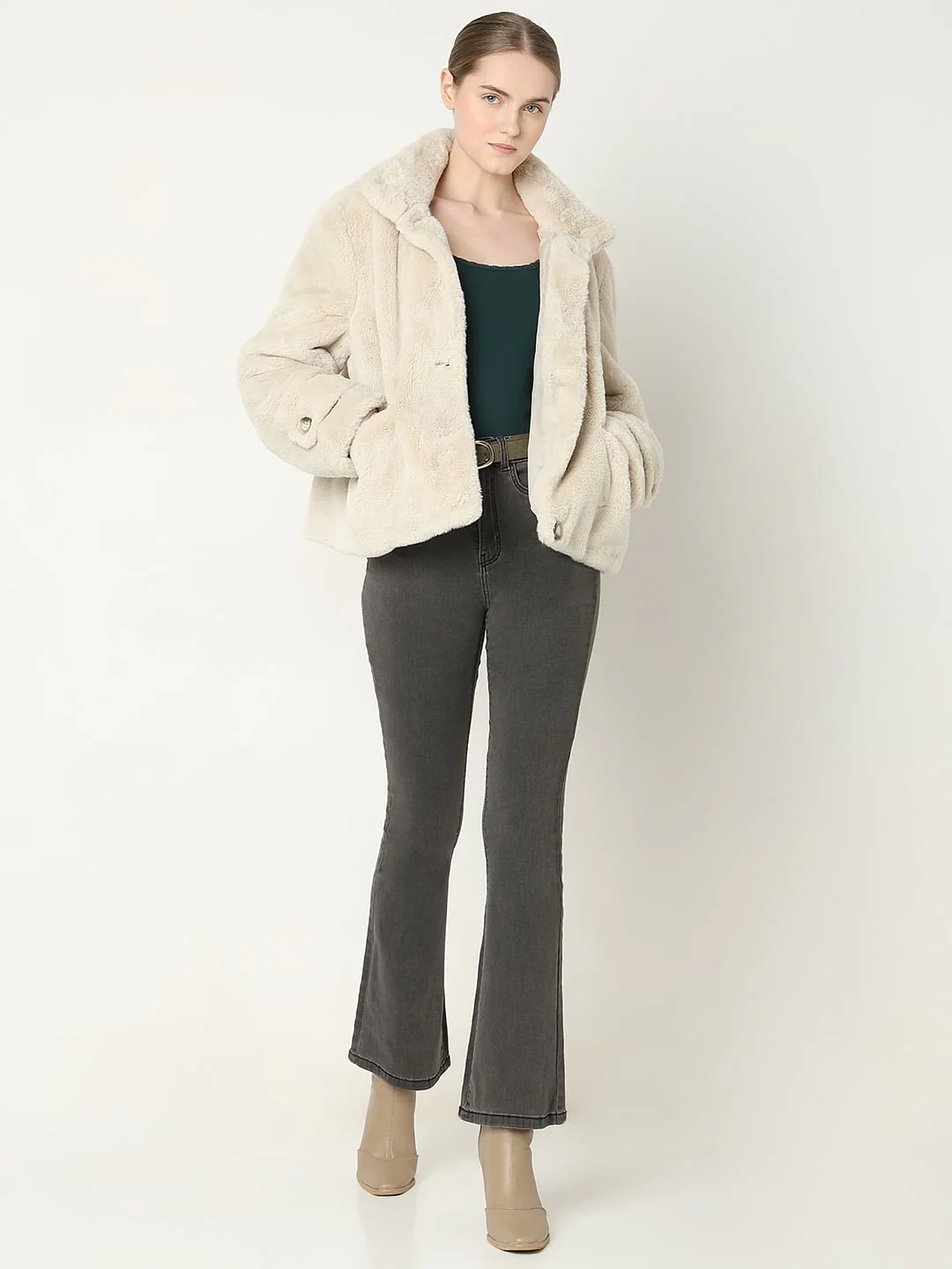 Beige Faux Fur Jacket - Image 5