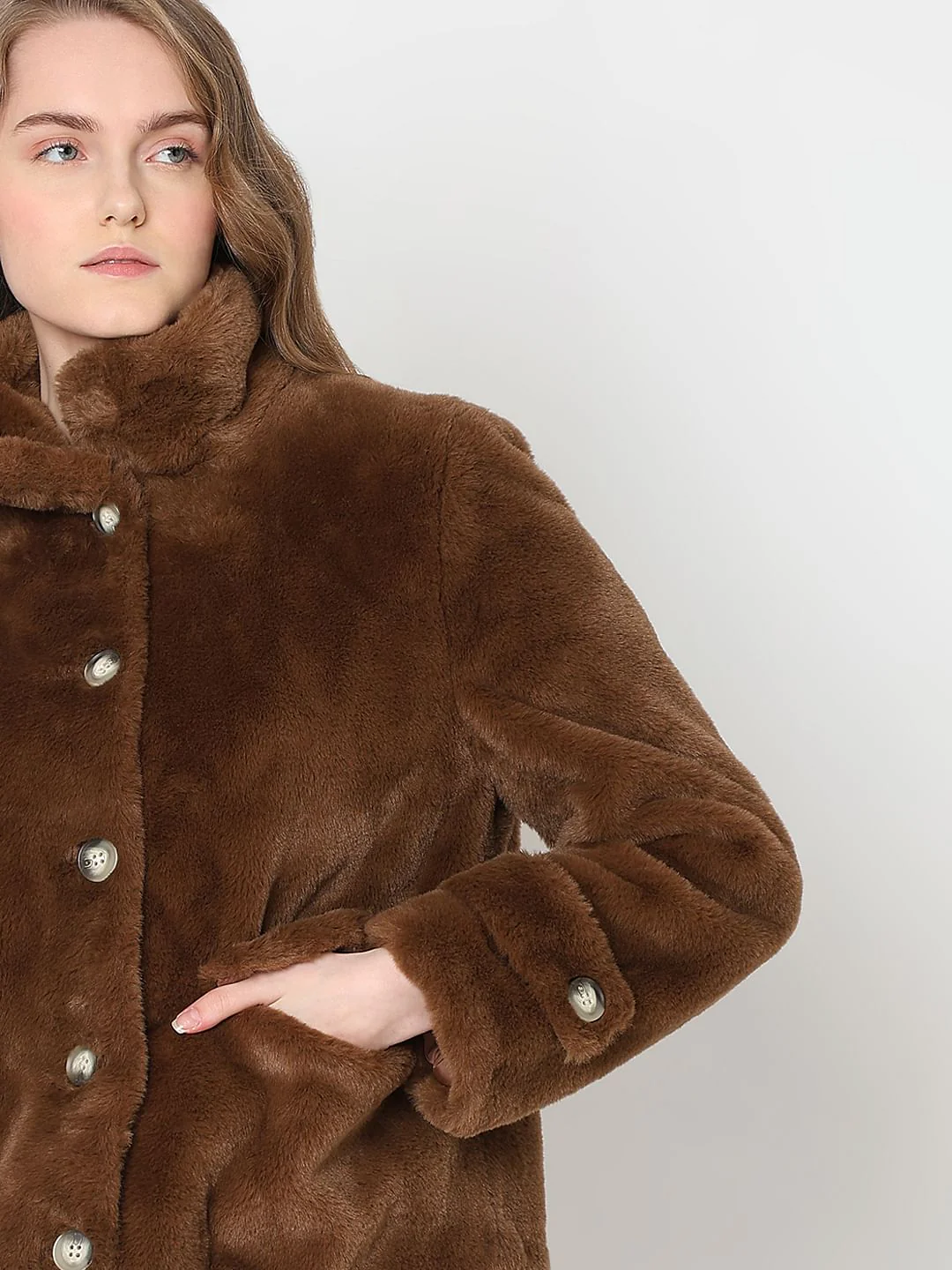 Dark Brown Faux Fur Jacket - Image 6