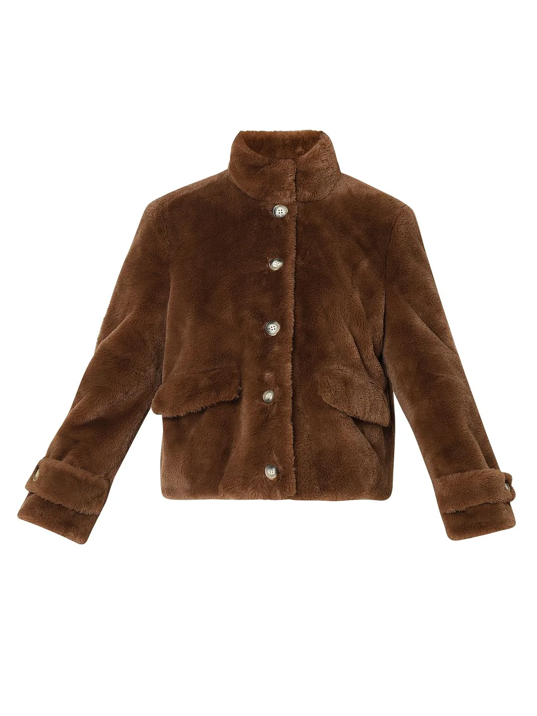 Dark Brown Faux Fur Jacket - Image 7