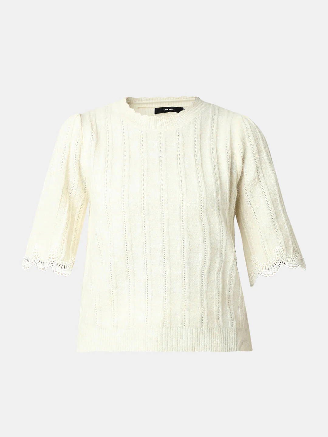 Ecru Lace Trim Sweater - Image 7