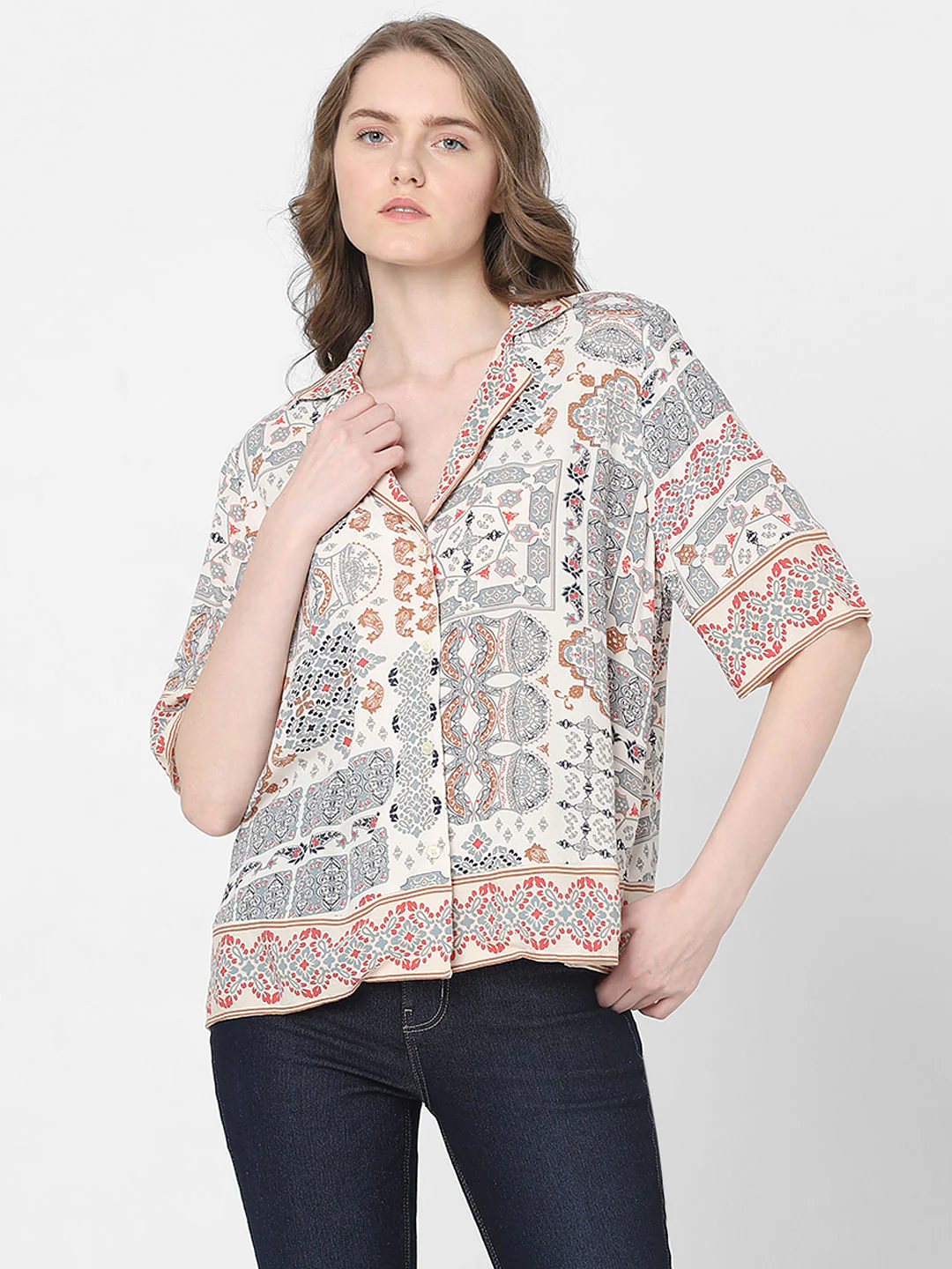 Beige Printed Shirt - Image 2