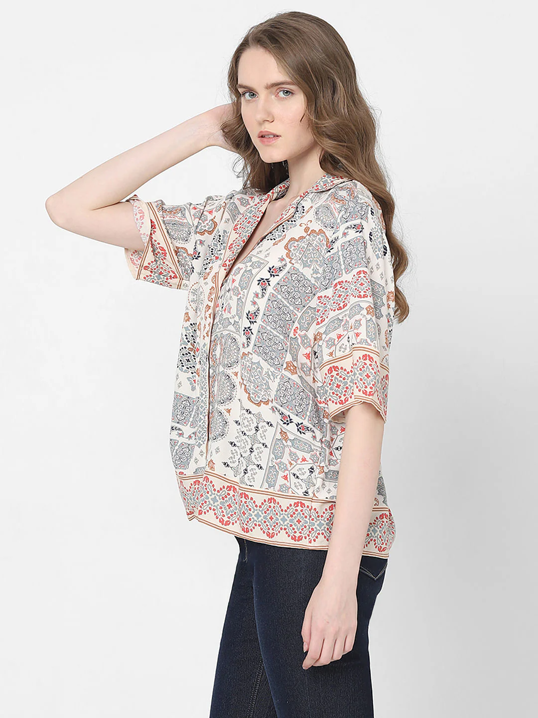 Beige Printed Shirt - Image 3