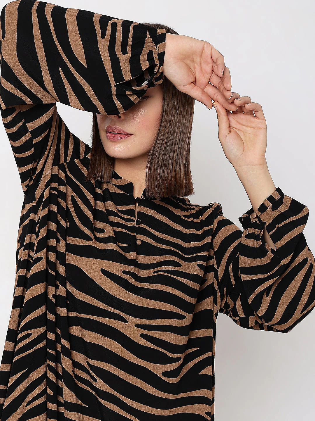 Brown Animal Print Shift Dress - Image 5