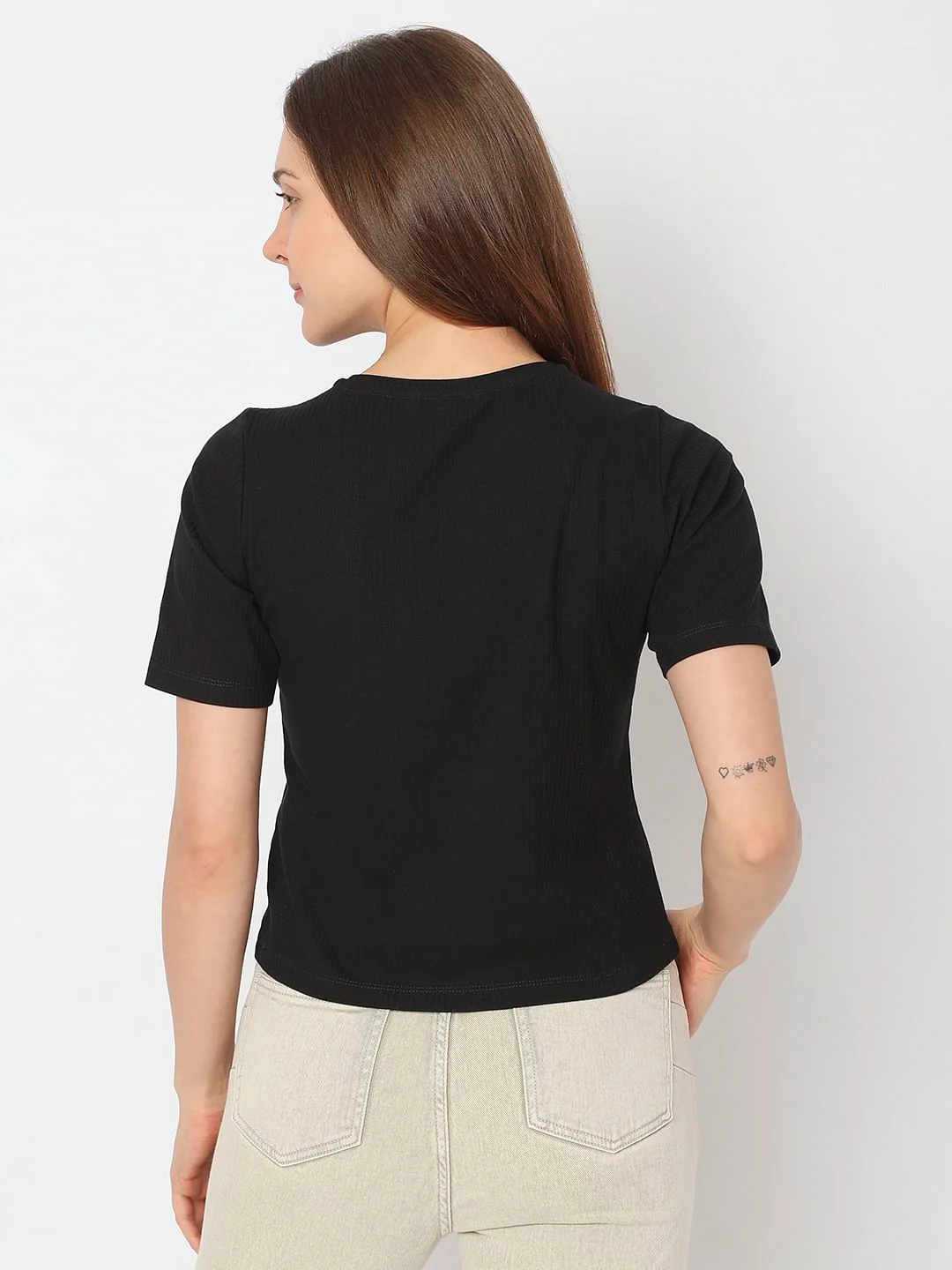 Black Ribbed T-Shirt - Image 4