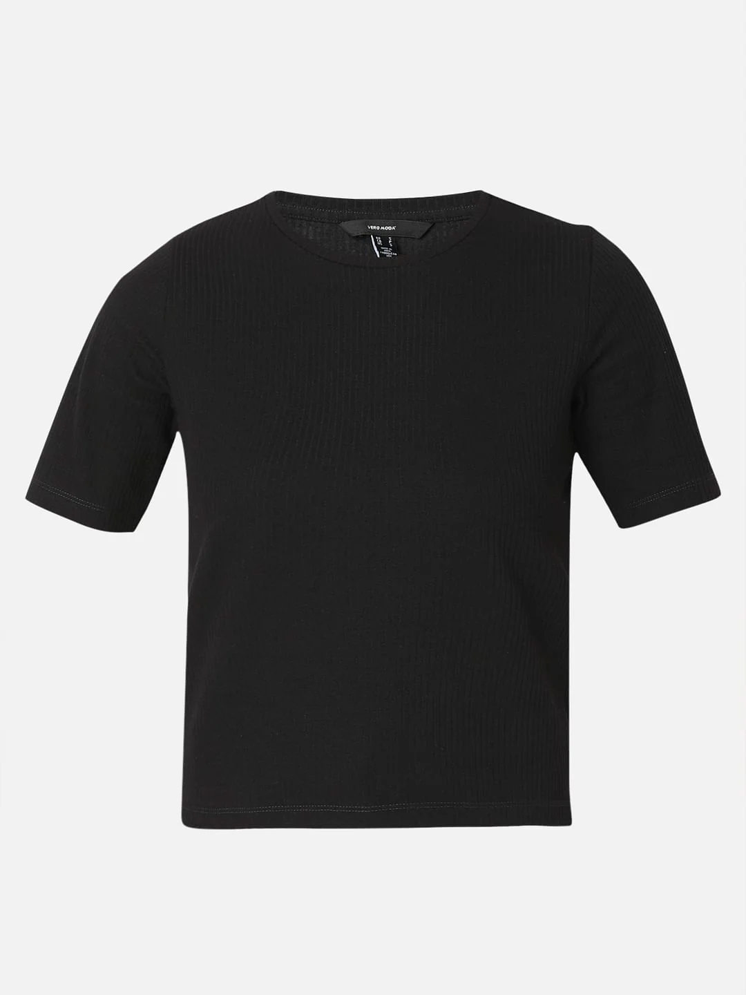 Black Ribbed T-Shirt - Image 7