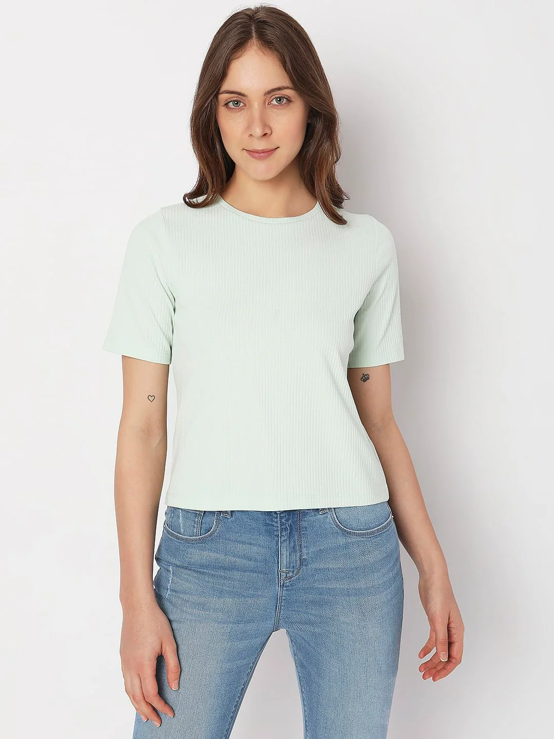 Green Ribbed T-Shirt - Image 2