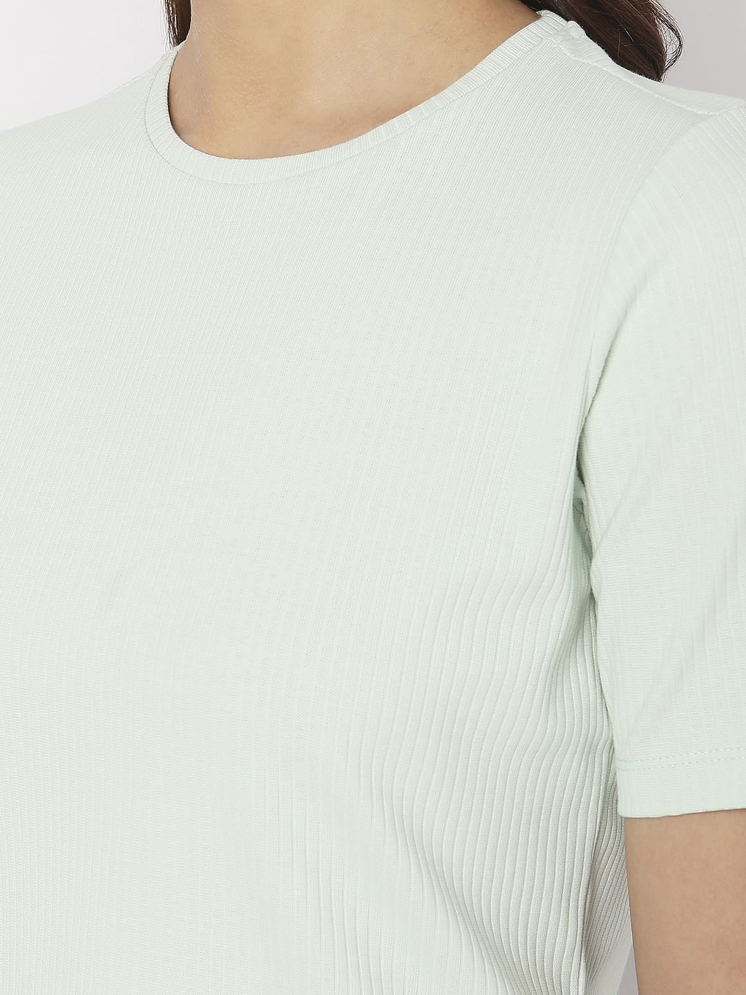 Green Ribbed T-Shirt - Image 7