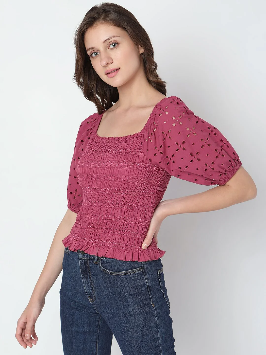 Dull Pink Smocked Top - Image 3
