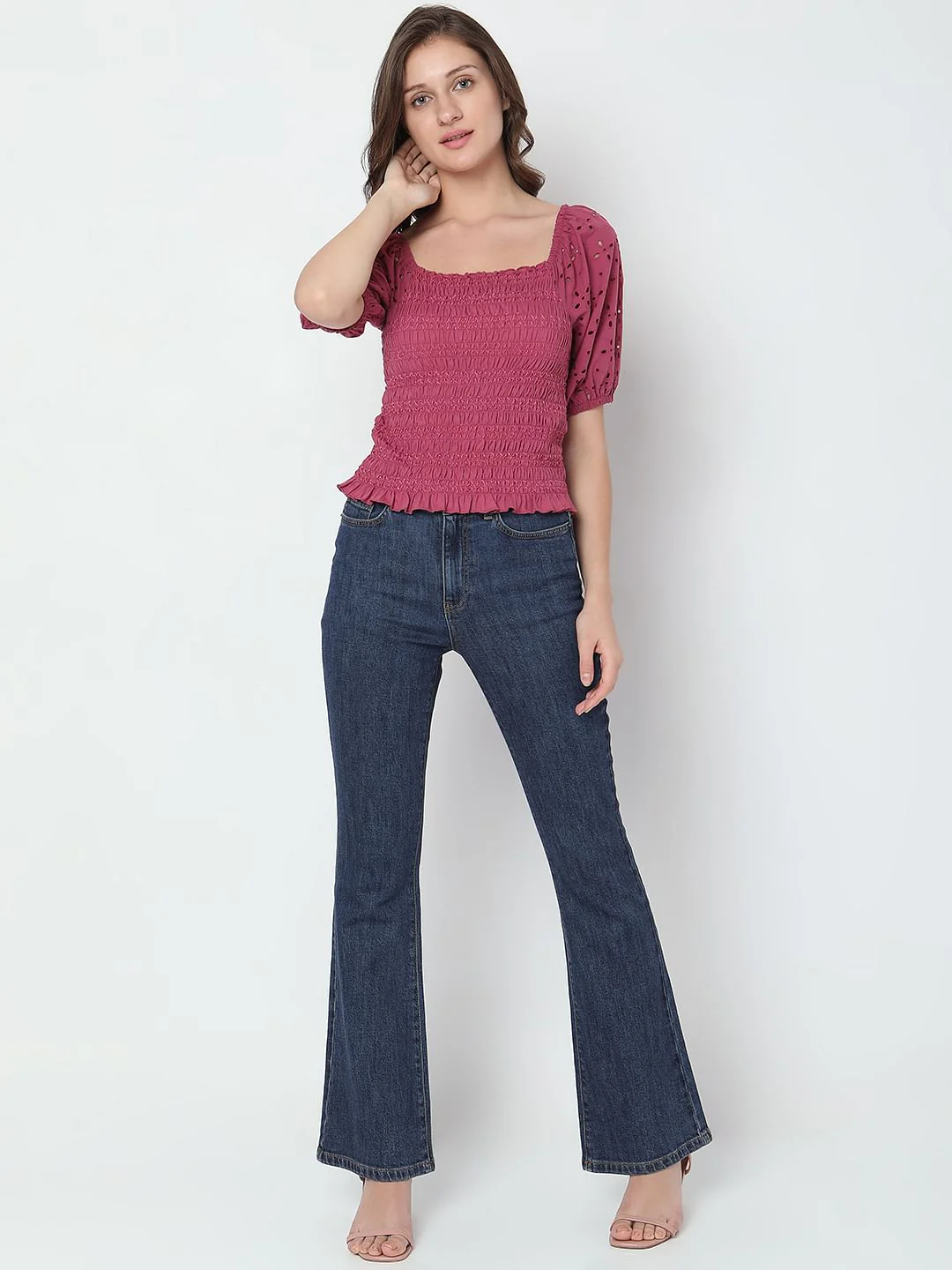 Dull Pink Smocked Top - Image 5