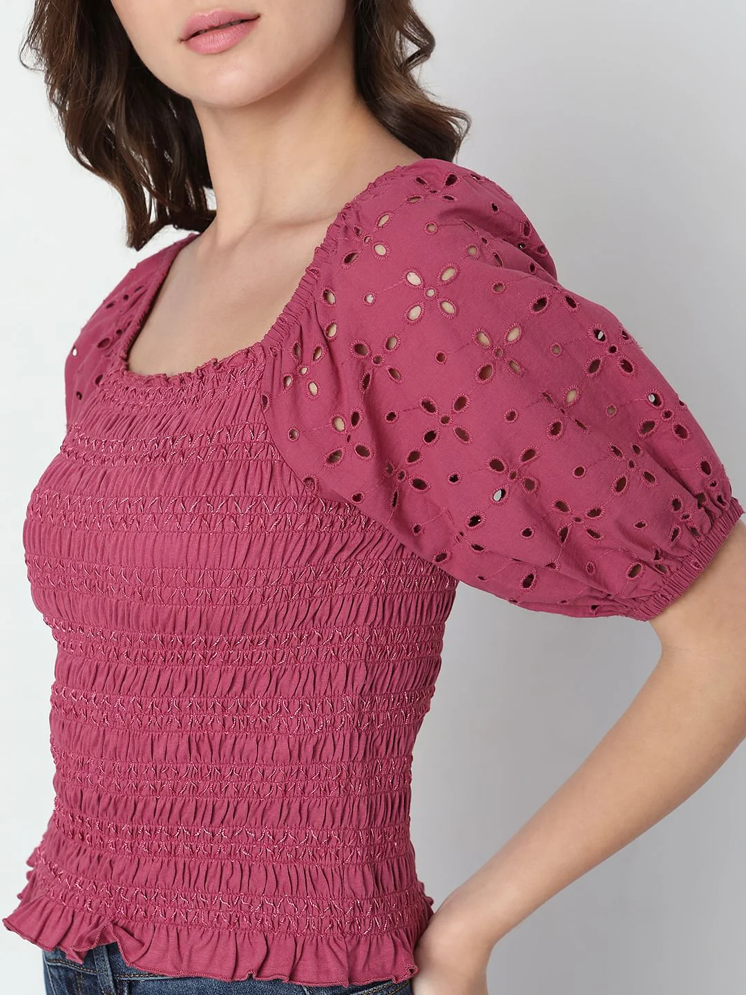 Dull Pink Smocked Top - Image 6