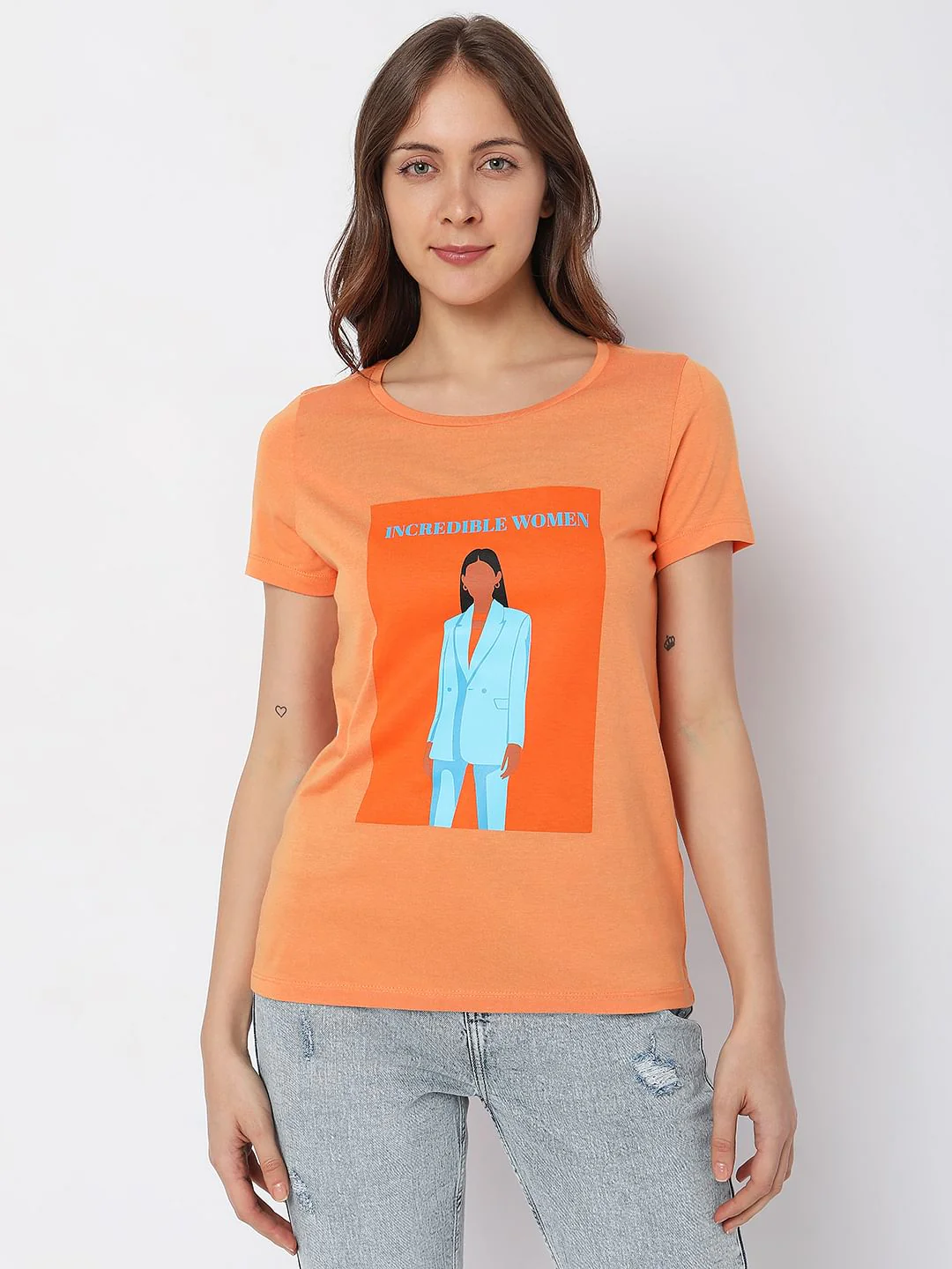 Orange Typographic Print T-Shirt - Image 2