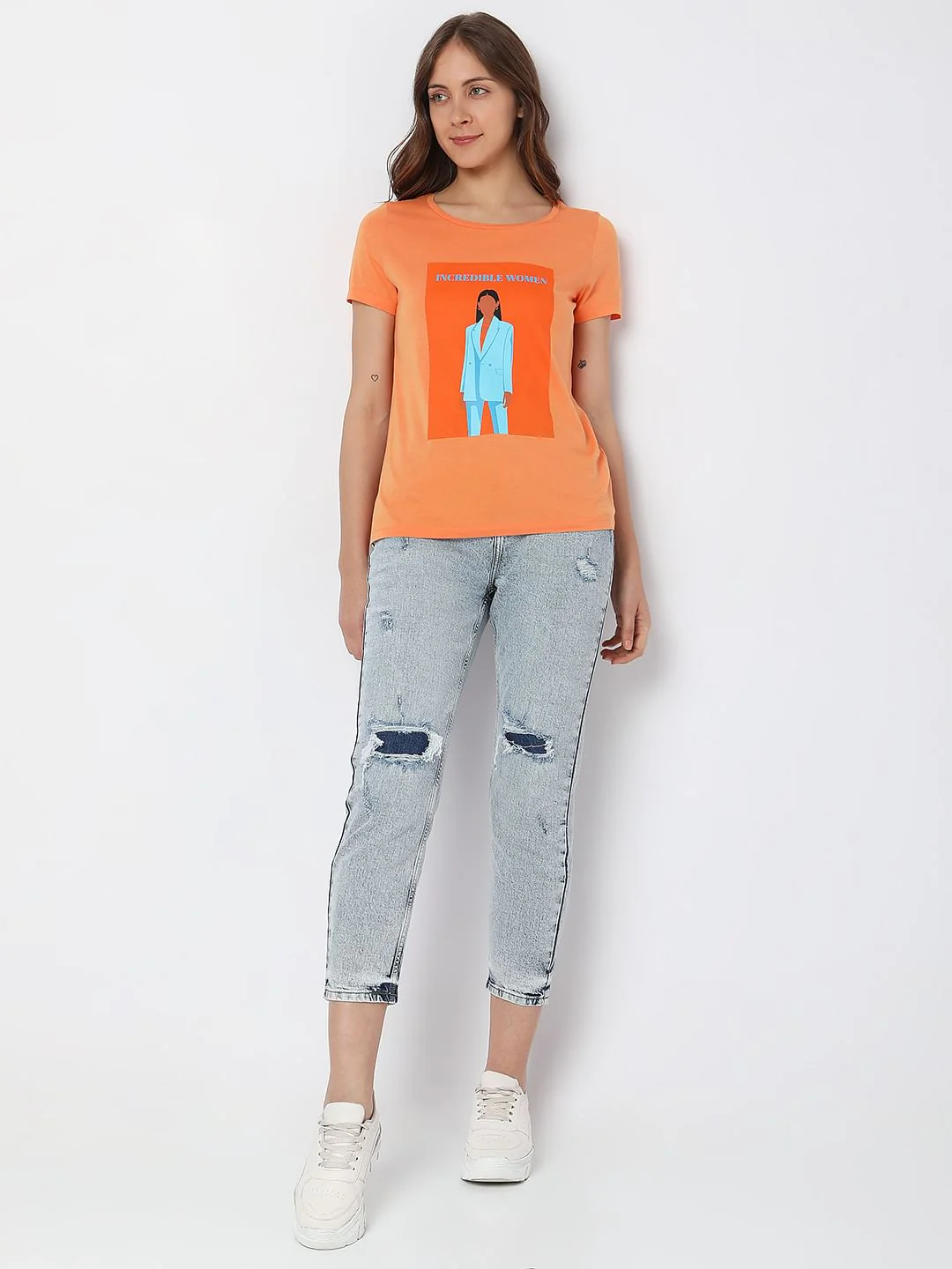 Orange Typographic Print T-Shirt - Image 5
