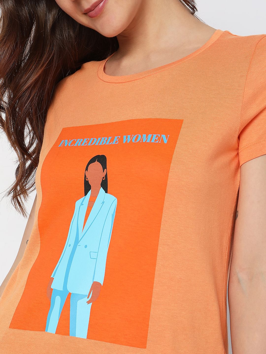 Orange Typographic Print T-Shirt - Image 6
