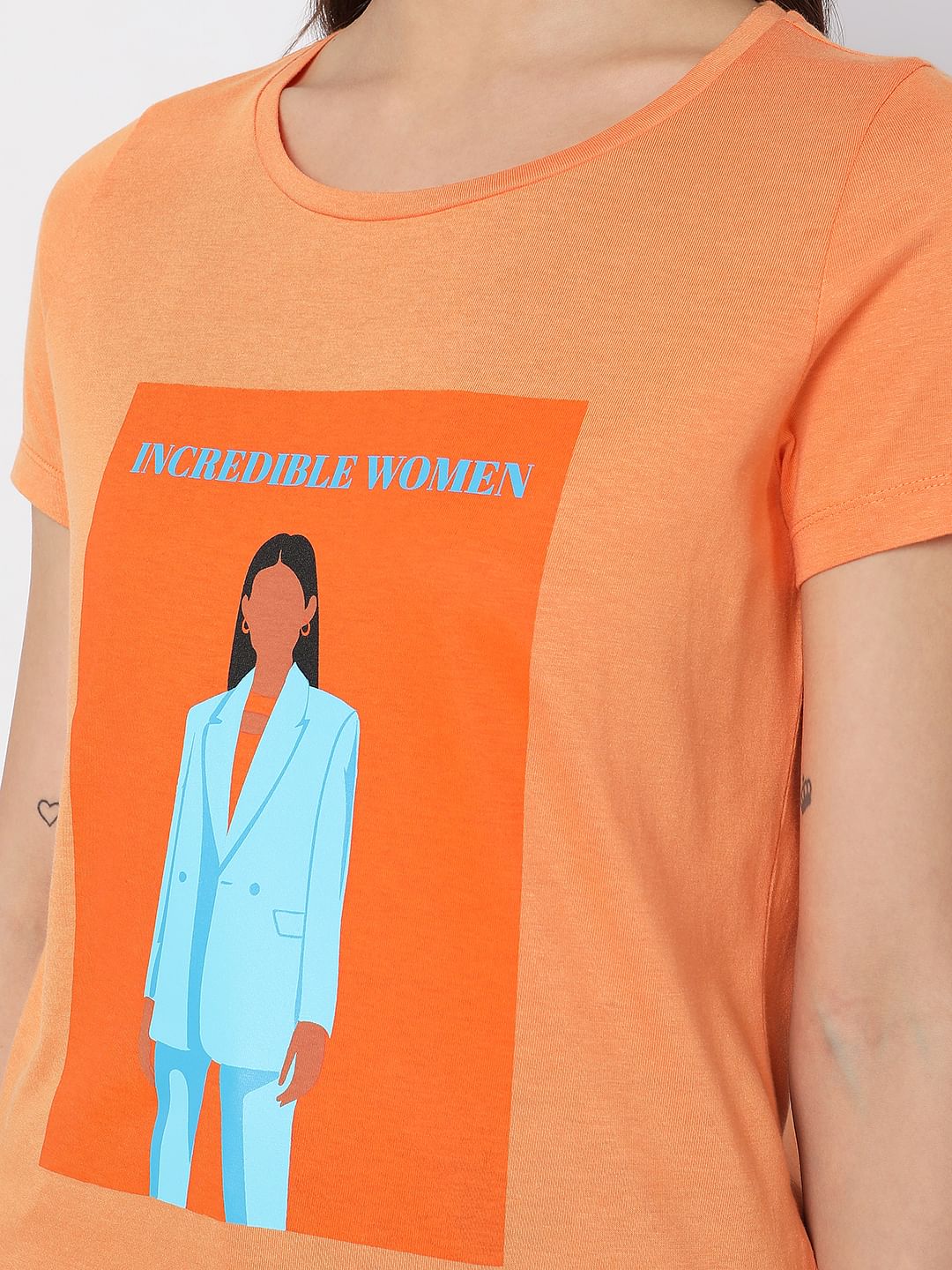 Orange Typographic Print T-Shirt - Image 8