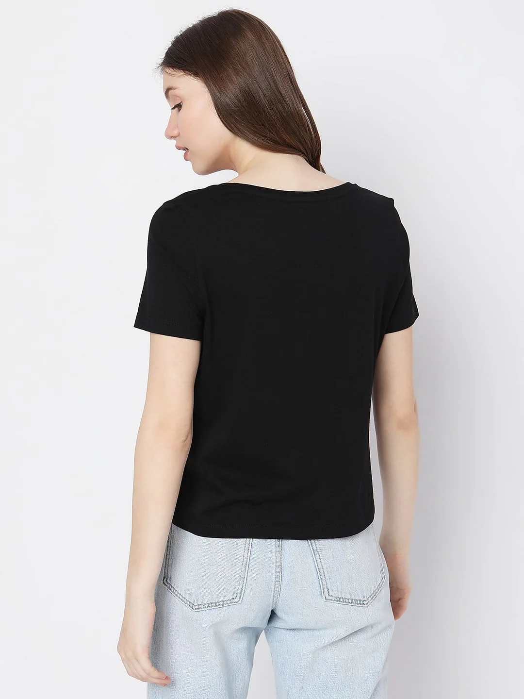 Black Text Print T-Shirt - Image 3