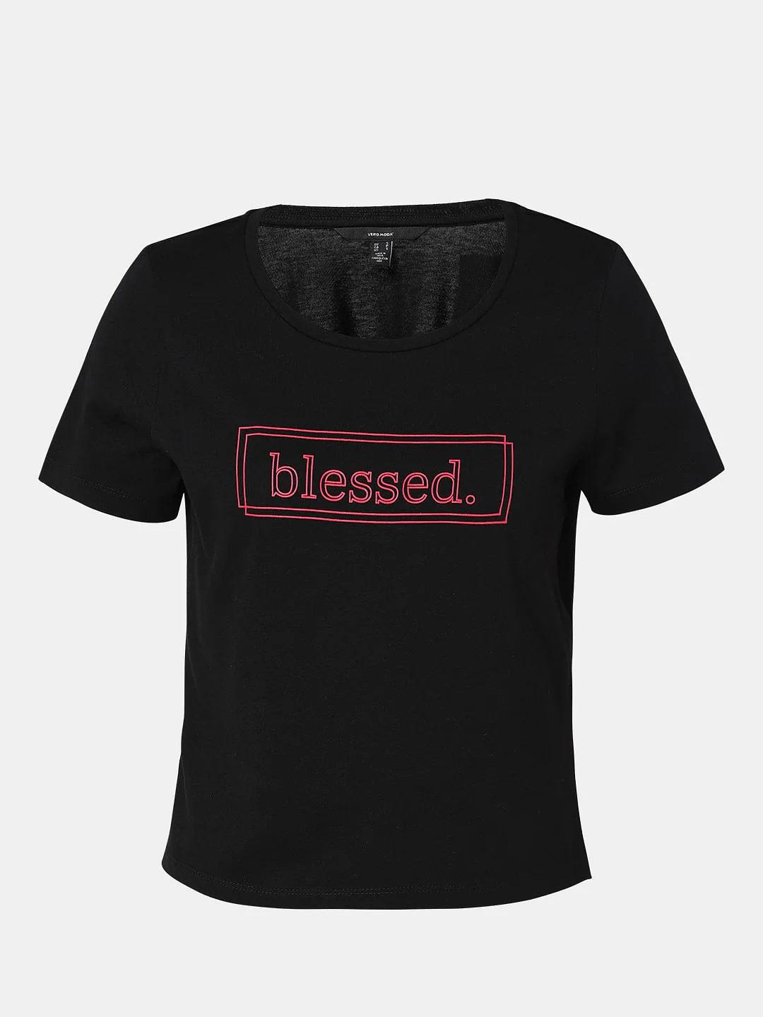 Black Text Print T-Shirt - Image 6