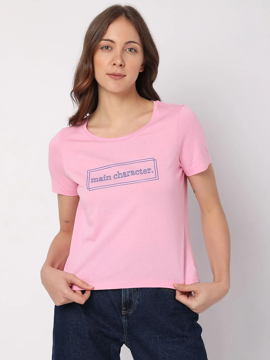 Pink Text Print T-Shirt - Image 2