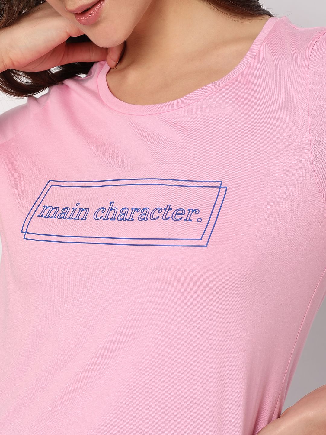 Pink Text Print T-Shirt - Image 6