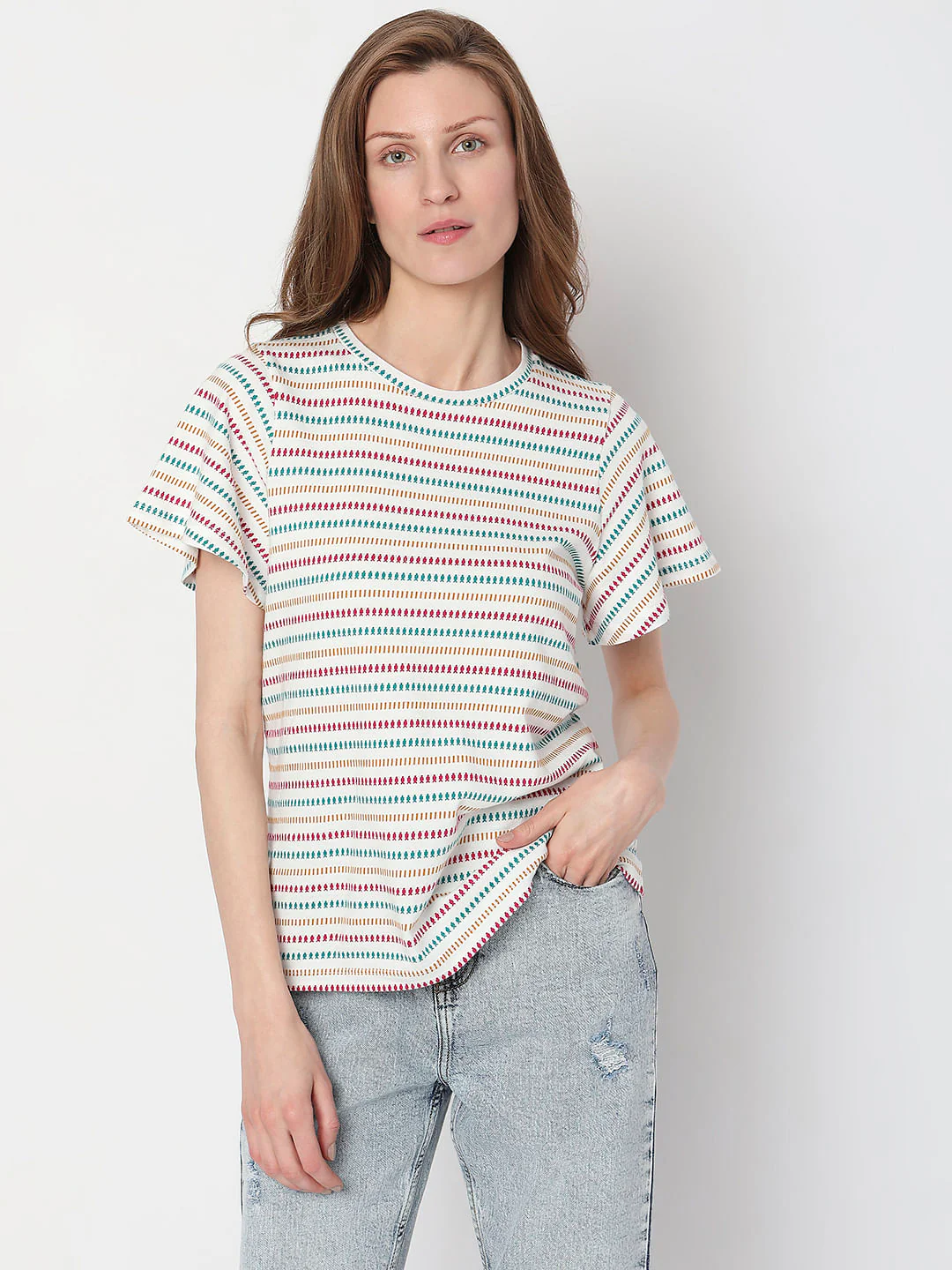 White Striped T-Shirt - Image 2