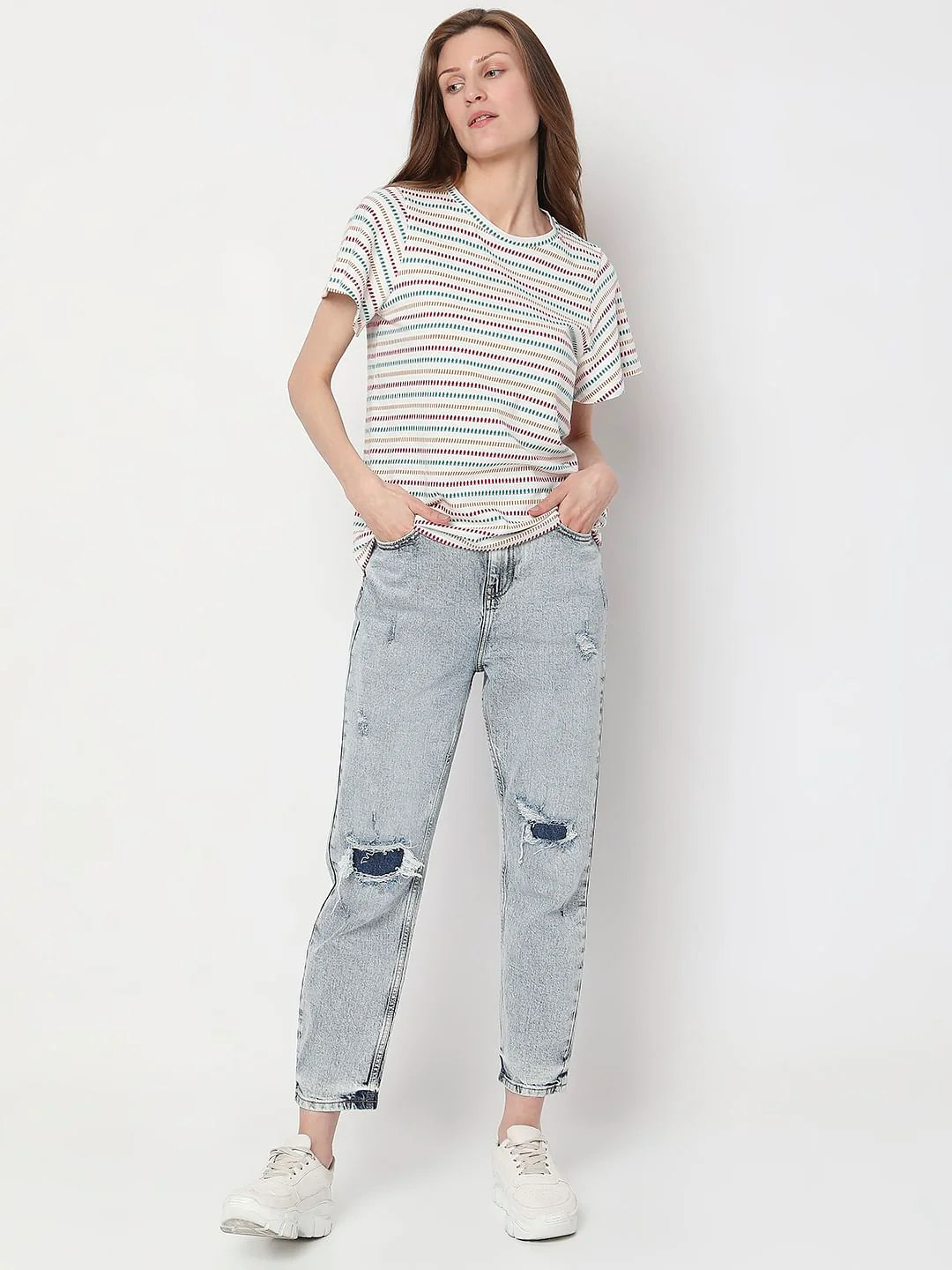 White Striped T-Shirt - Image 5