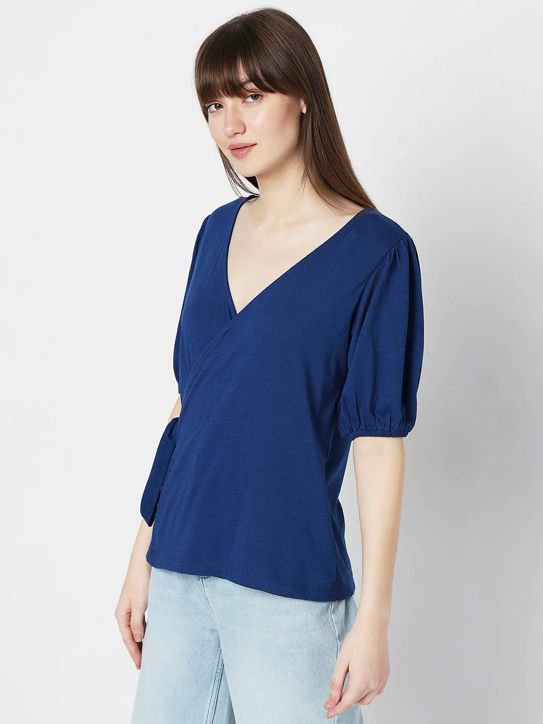 Blue Mock-Wrap Top - Image 3