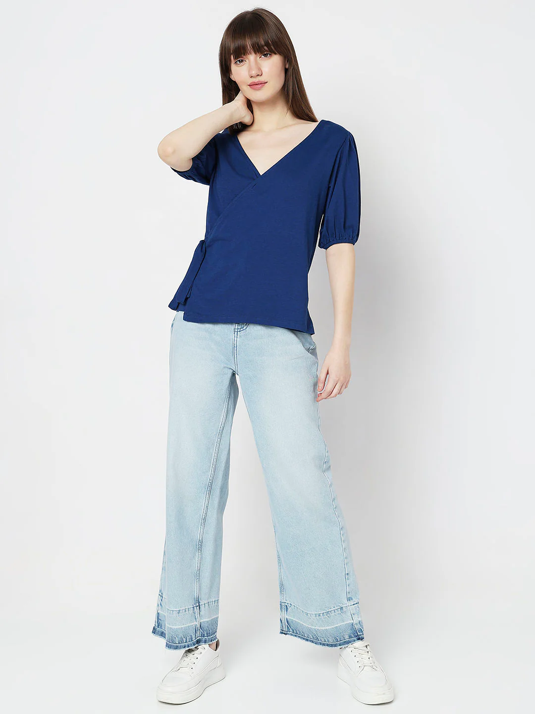 Blue Mock-Wrap Top - Image 5