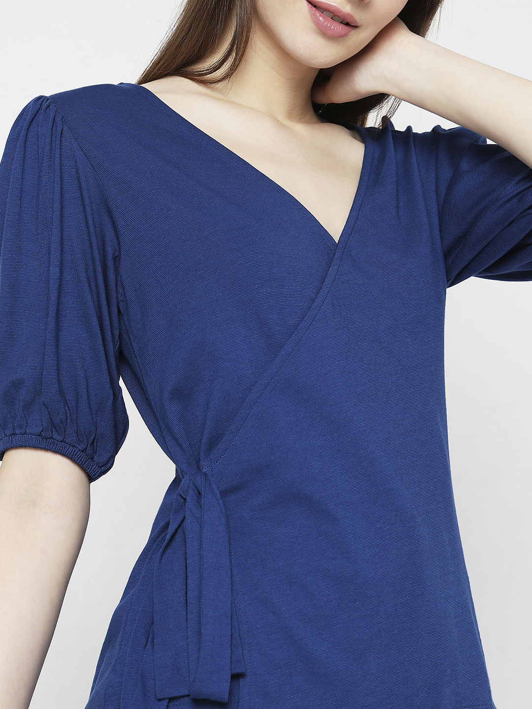 Blue Mock-Wrap Top - Image 6