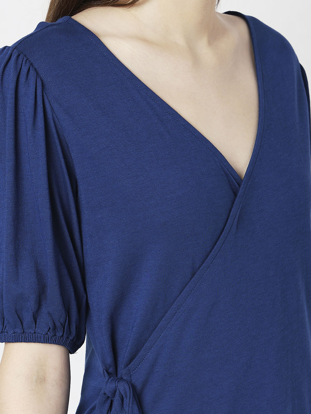 Blue Mock-Wrap Top - Image 8