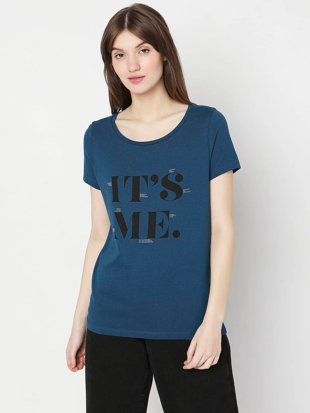 Blue Rhinestone Detail T-Shirt - Image 2