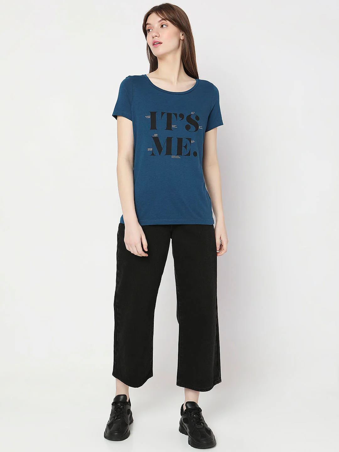Blue Rhinestone Detail T-Shirt - Image 5