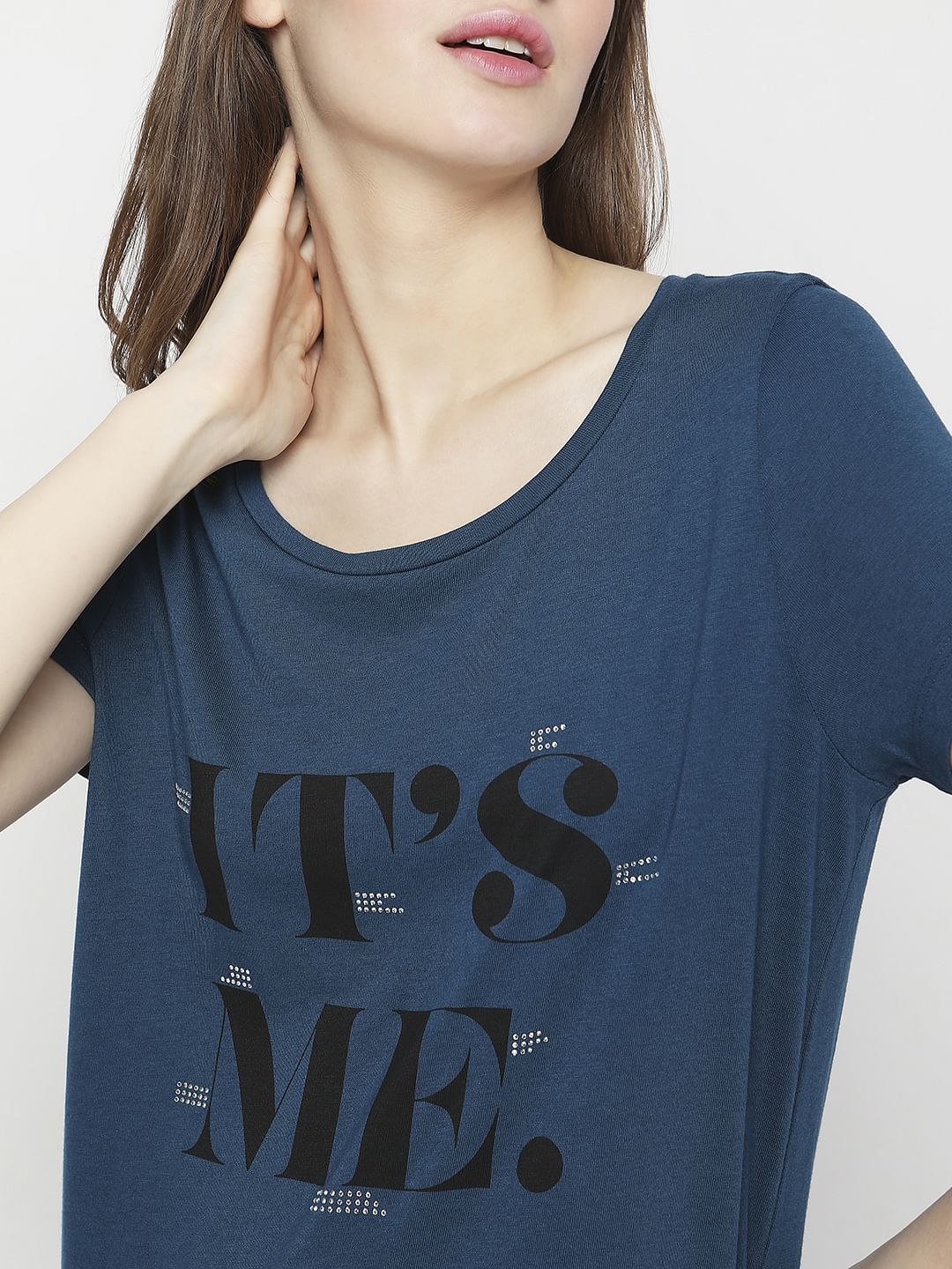 Blue Rhinestone Detail T-Shirt - Image 6