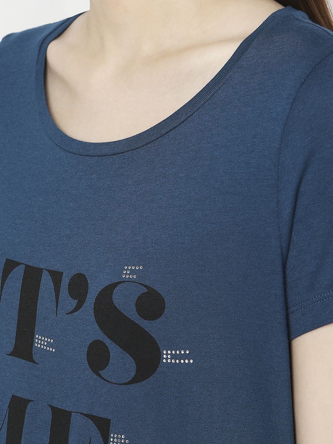 Blue Rhinestone Detail T-Shirt - Image 8