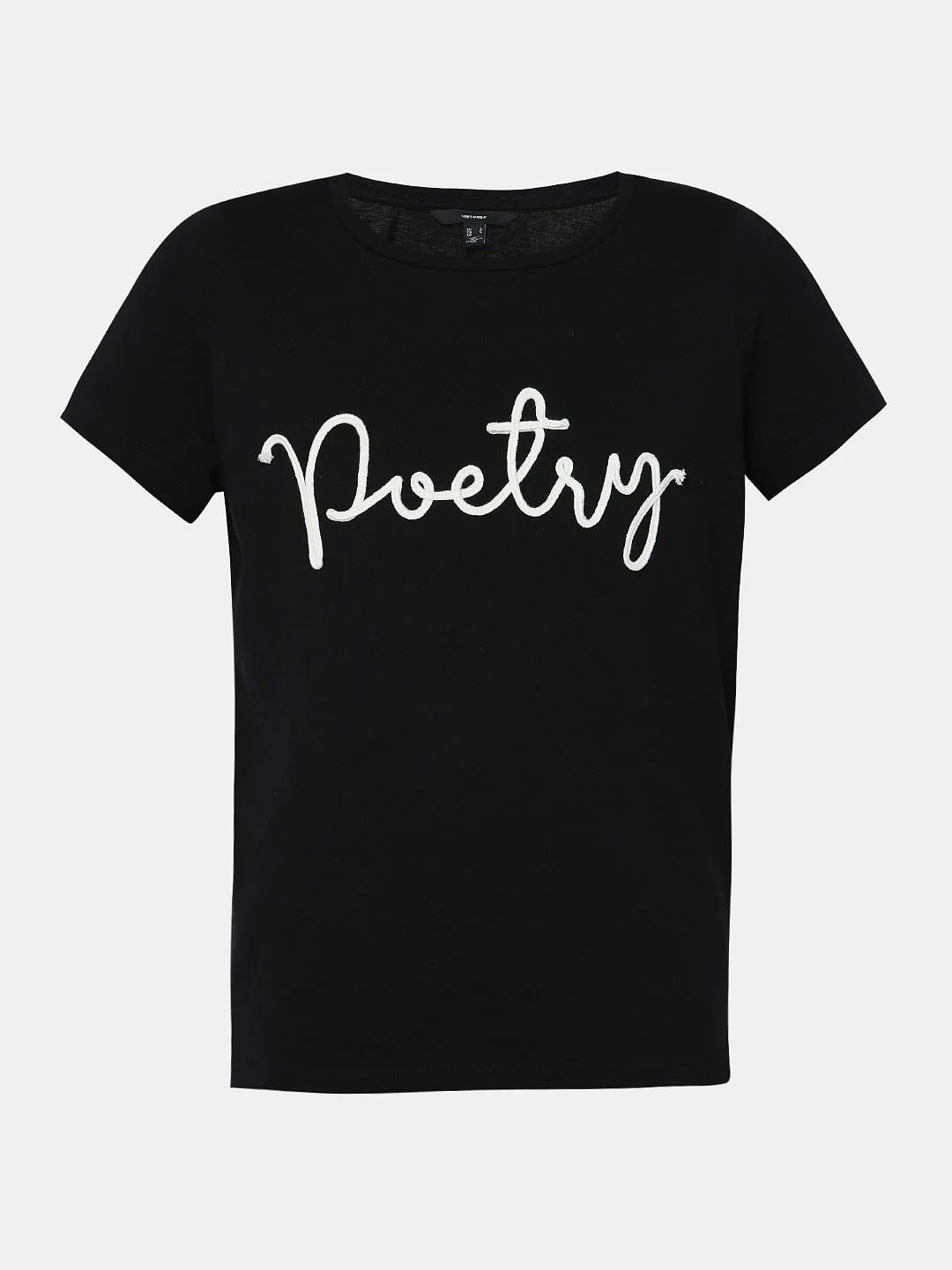 Black Embroidered Text T-Shirt - Image 7