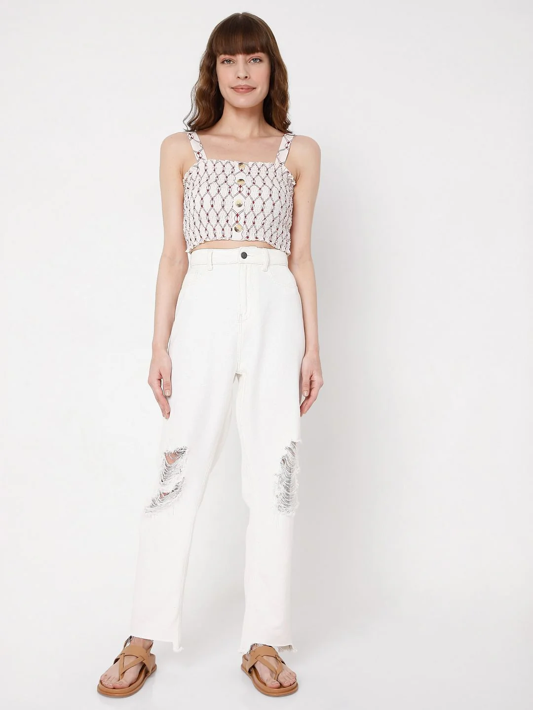 White Ripped Mom Jeans - Image 6
