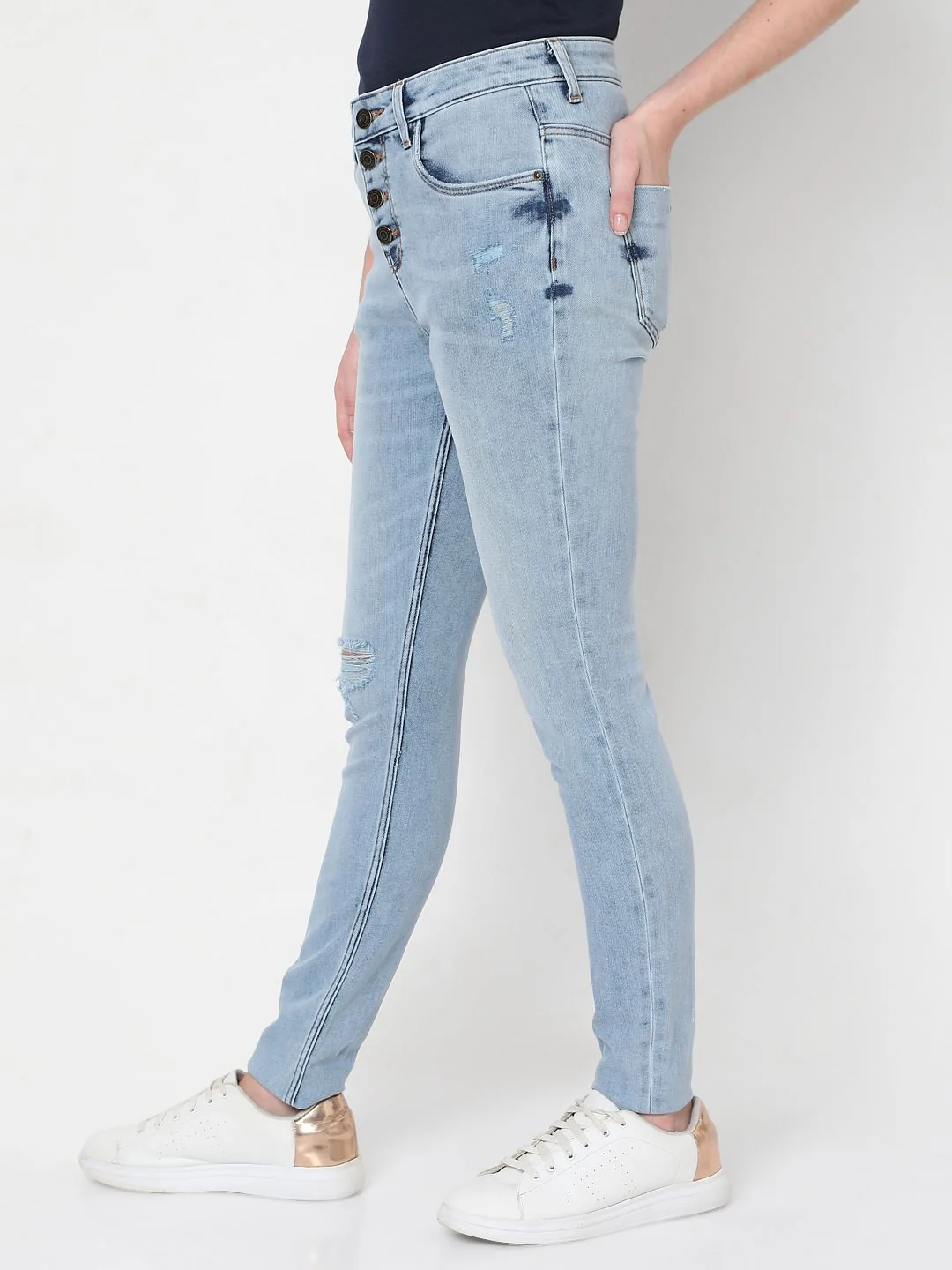 Blue High Rise Ripped Wendy Skinny Jeans - Image 3